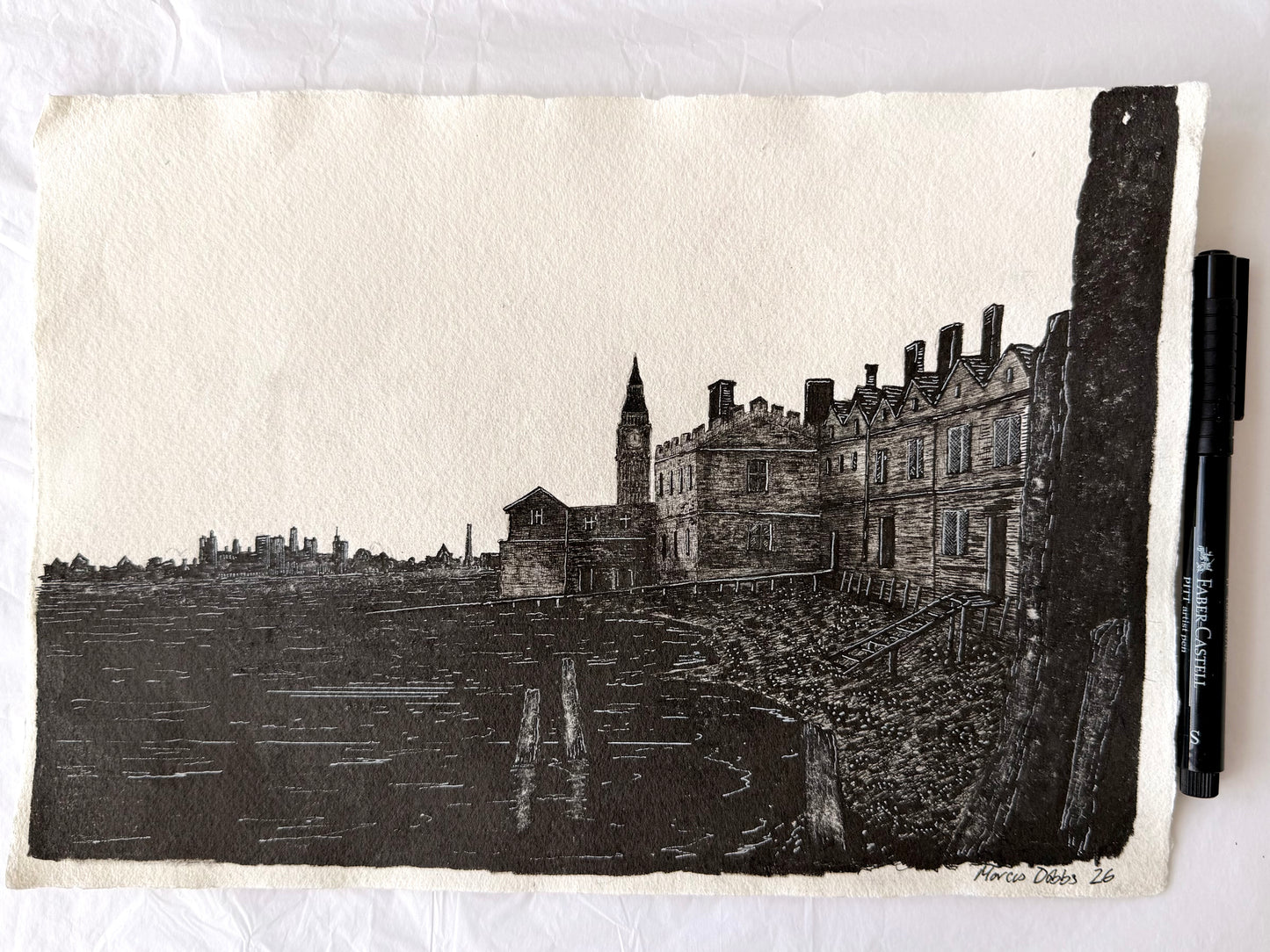 Old Whitehall stairs (29.7 x 21cm)