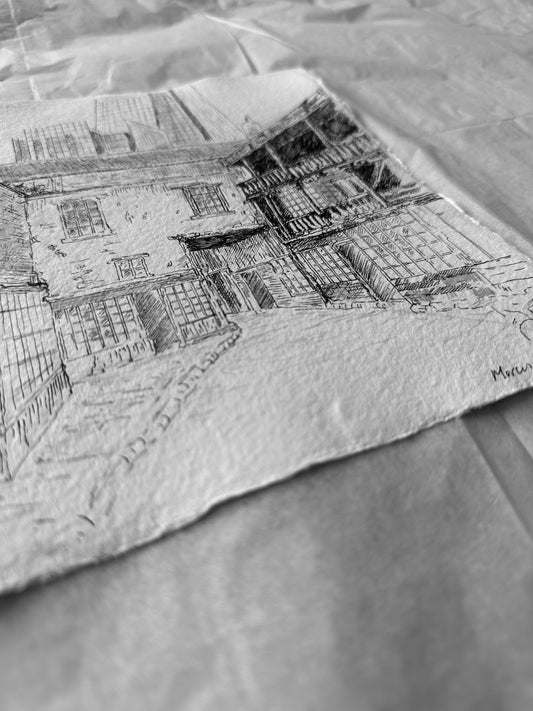 Ancient houses in southwark - Original Drawing
