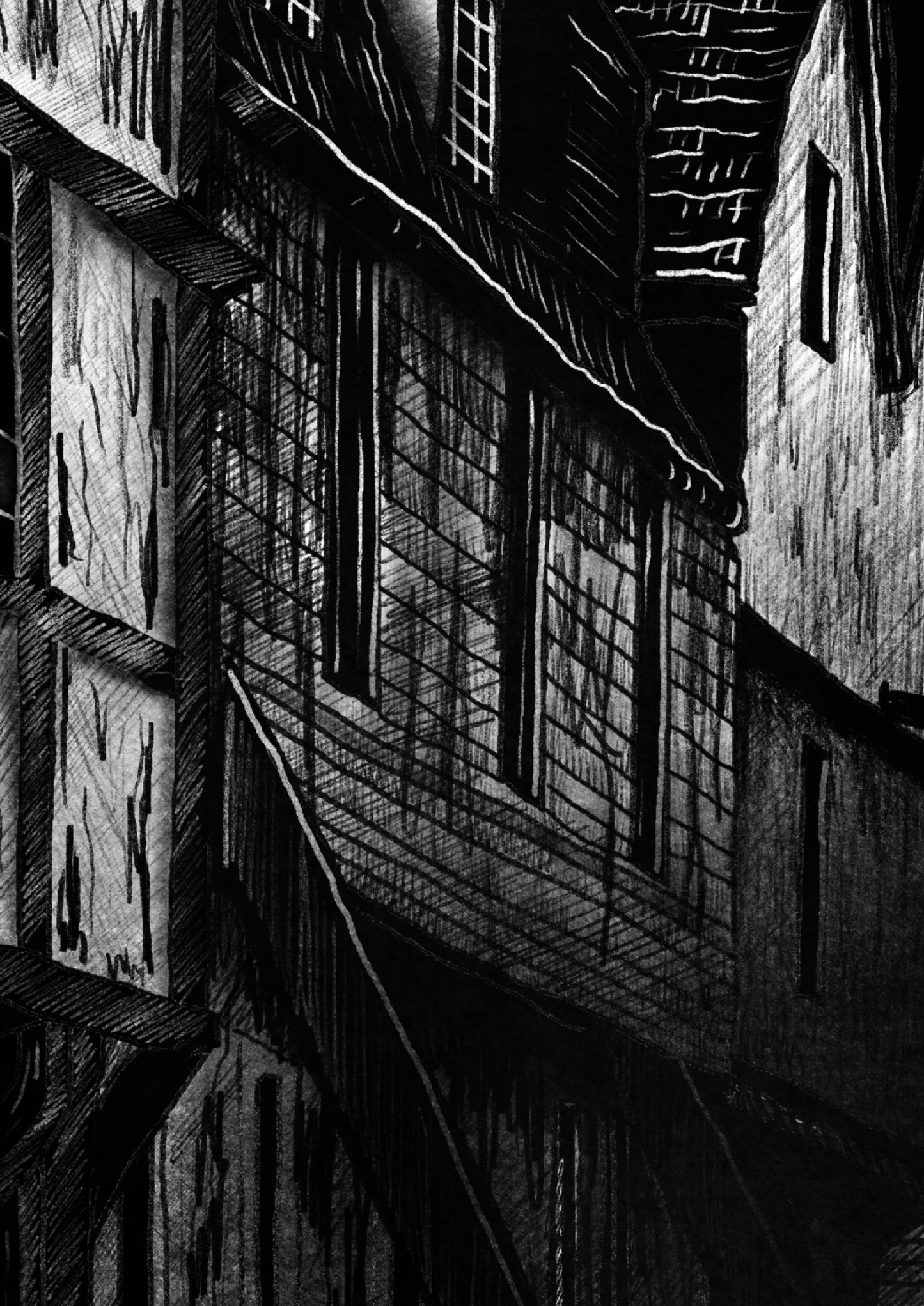 Ancient Houses in the City (1) - Print