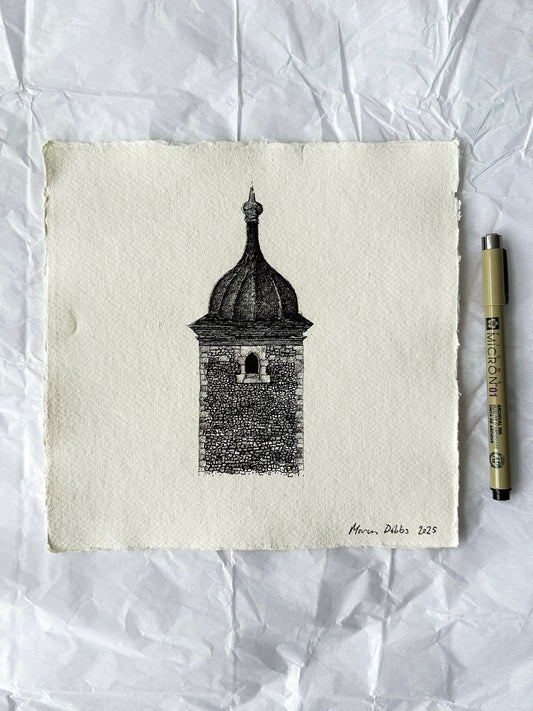Original Drawing - White Tower (NEW) 20cm x 20cm