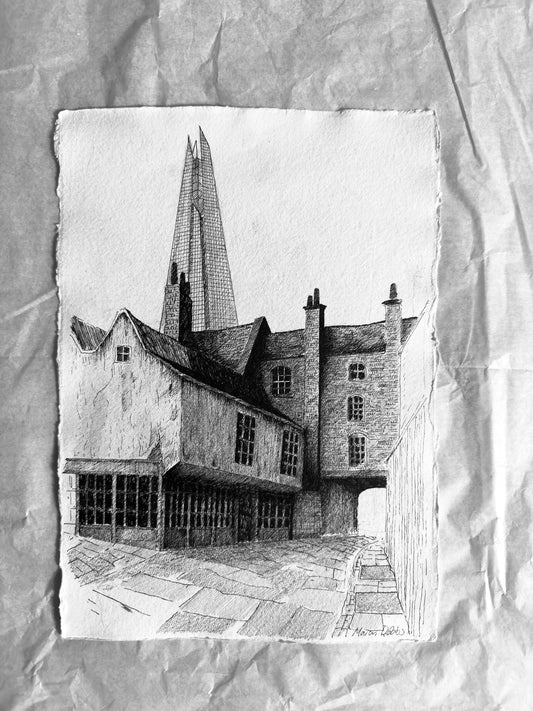 Ancient houses in Southwark (3) - A4 original drawing