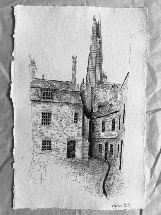 Ancient houses in southwark (2) - A4 original drawing