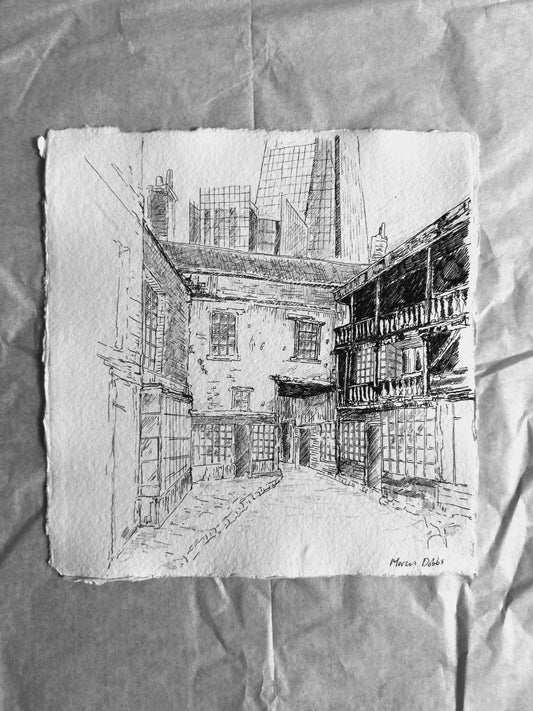 Ancient houses in southwark - Original Drawing